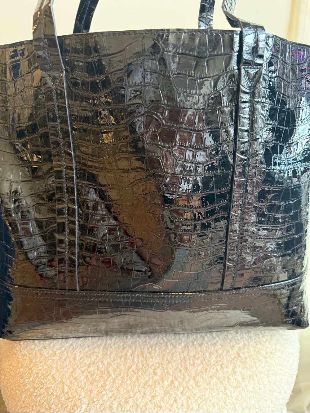 NWT Givenchy Parfums Black Croc Embossed Patent Tote Bag 4G Logo Shopper - Picture 6 of 9